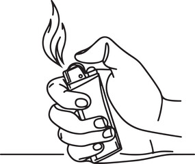 Vector Art of Hand Holding Lighter with Flame