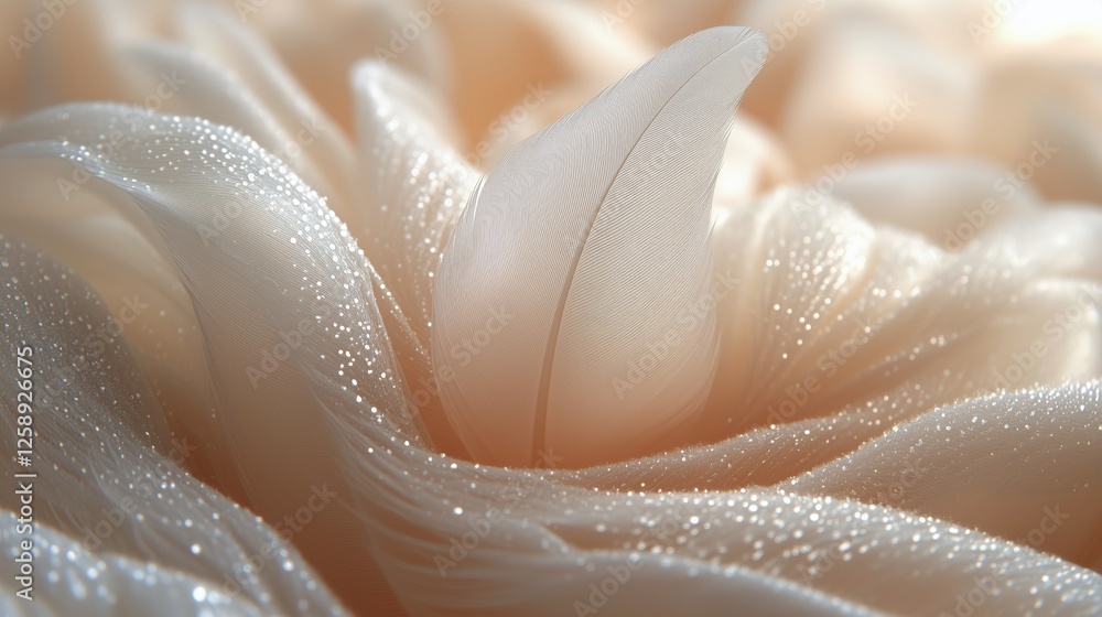 Poster close-up of soft fabric displaying intricate textures and sparkles in warm light
