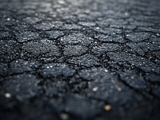 Close-Up of Cracked Asphalt Surface