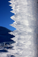 Sople lodowe z zamarzniętego śniegu. Mróz.  © FotoDax