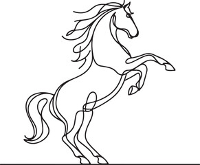 Minimalist Line Art of a Rearing Horse - Vector Design