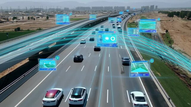 Autonomous vehicles communicating on a busy highway