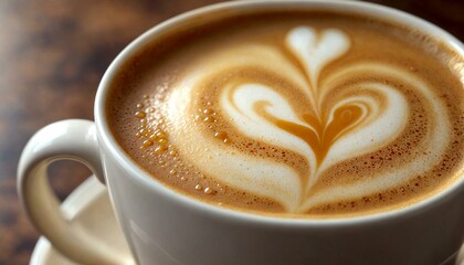 Close-Up Latte Art Heart in Coffee Cup