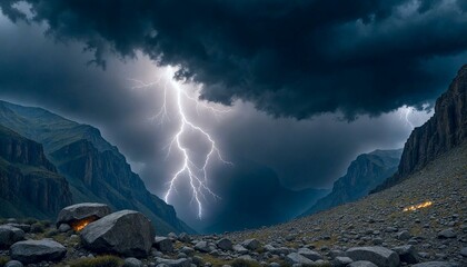 Dramatic Lightning Storm Over Rocky Mountains