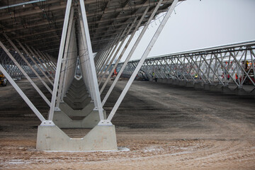 Building site of solar car park in winter. Italy