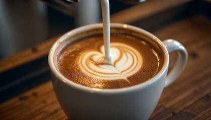 Latte Art in Coffee Close-Up
