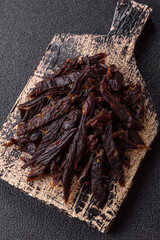 Jerky, dried horse meat or beef slices with salt and spices