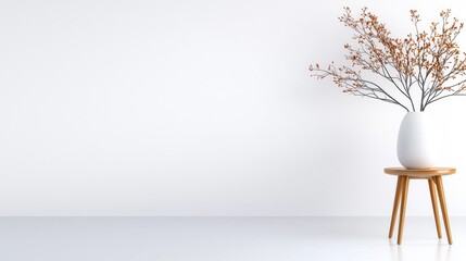 Minimalist room decor vase, branches, side table