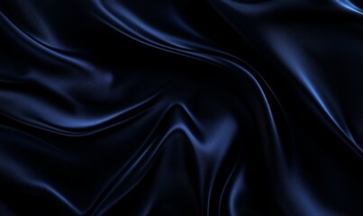Obraz premium Dark blue silk fabric, flowing waves, elegant texture, studio backdrop, design