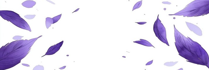 Watercolor Violet Feather Pattern, Elegant Floral Background, Serene Romantic Atmosphere