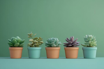 Fototapeta premium Four Cacti in Pots