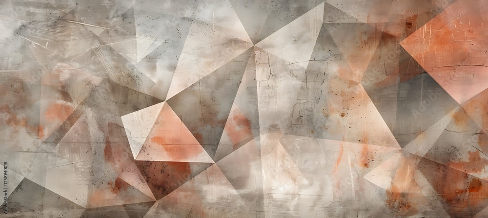 Poster modern geometric abstract background with triangular shapes in rustic gray and vibrant orange for st