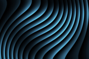 Abstract mesh gradient with flowing curved lines and soft blue highlights on a black background creates a futuristic 3D effect. The waves blend seamlessly, giving a sense of depth and movement.