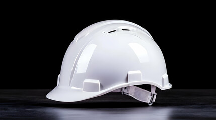 Fototapeta premium White hard hat safety construction dark background