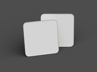 3d rendered image of a small square food foil tray isolated on a dark background