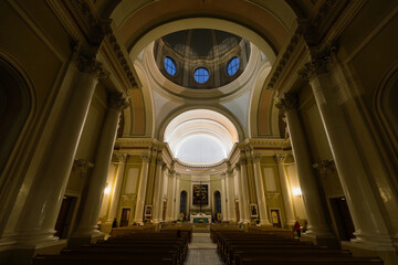 Interior of Catholic church Basilica of St. Catherine of Alexandria in Saint Petersburg, Russia,...