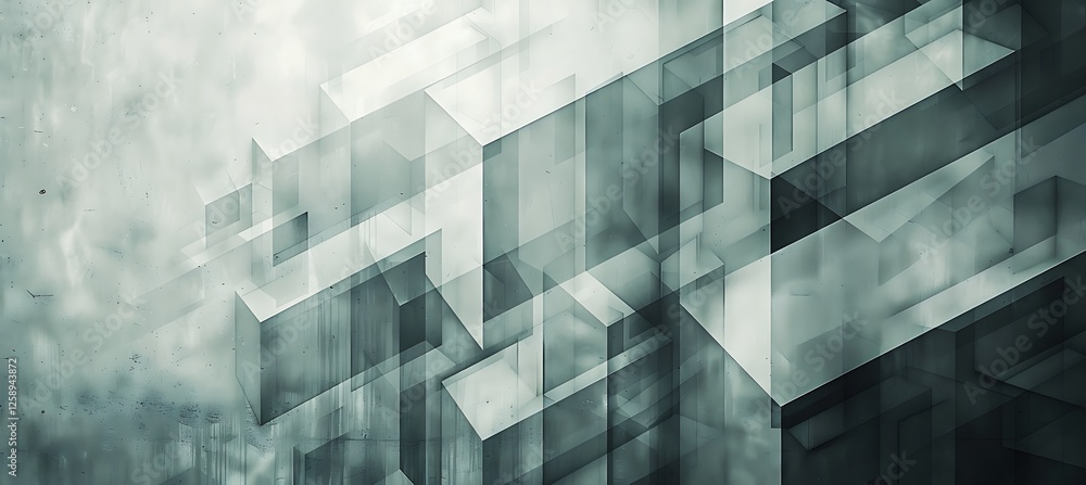 Poster elegant green geometric abstract background with crystalline triangular shapes, offering a futuristi