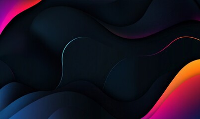 Abstract dark waves, vibrant neon glow, digital art, website background