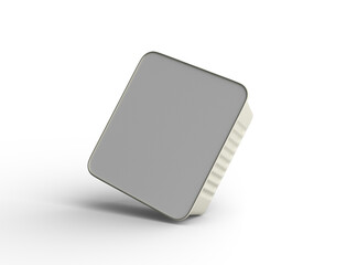 3d rendered image of a small square food foil tray isolated on a light background