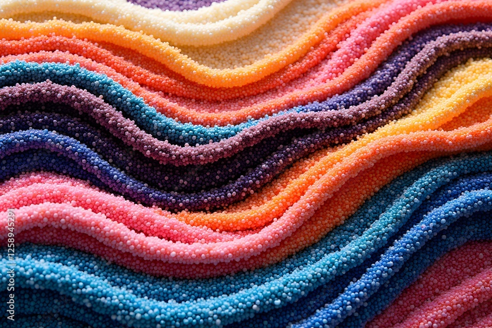 Poster colorful rippled foam beads in wavy layers displaying vibrant textures and patterns
