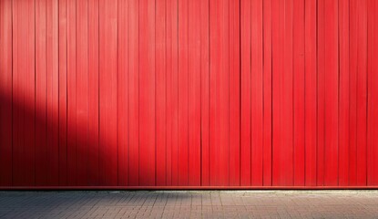 Vibrant Red Vertical Wooden Panel Wall