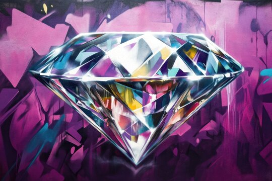 Colorful diamond graffiti art showcases striking facets and brilliance