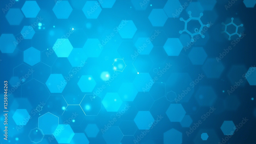 Poster abstract technological background made of white hexagons with purple glow. seamless loop