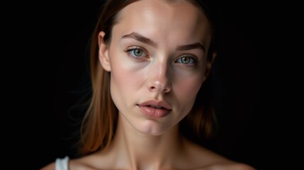 Fototapeta premium Elegant portrait of a woman with serene expression.