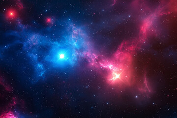 Obraz premium A close up of a galaxy with a bright blue and red light