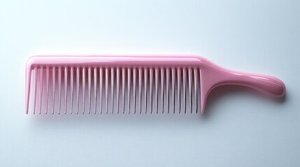 Detailed view of a pink rat-tail comb isolated on a white surface showcasing its design