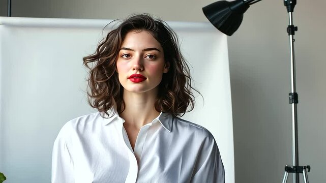 The pure white backdrop of this studio setting exudes simplicity and sophistication, providing an unobtrusive canvas for creative compositions, allowing vibrant elements to take ce