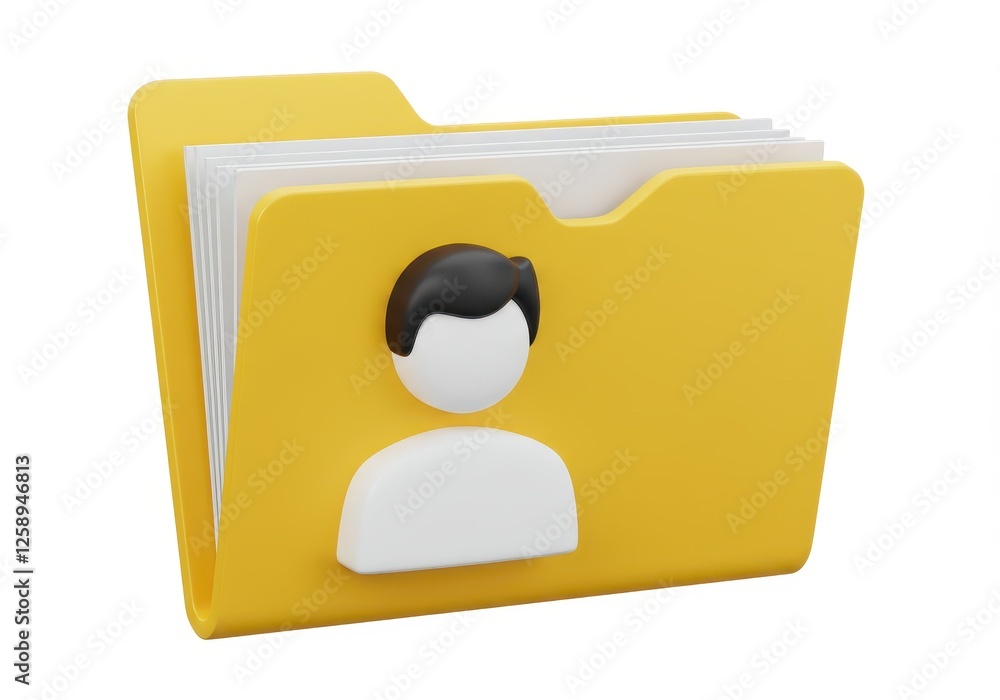 Poster a 3d rendered yellow file folder with white documents inside representing personal or professional r