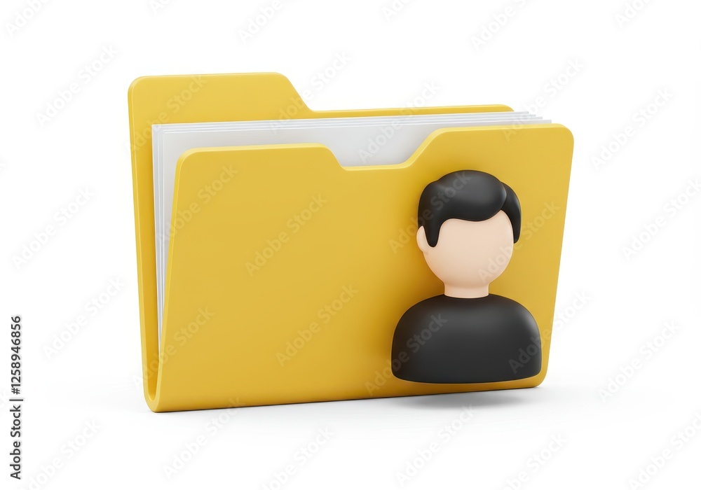 Poster a 3d rendered yellow file folder with white documents inside representing personal or professional r