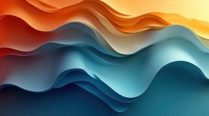 Fototapeta premium Abstract Waves in Warm and Cool Tones with Smooth Curves
