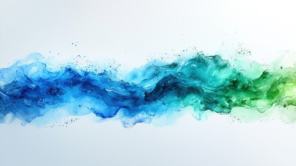 Abstract Blue Green Watercolor Wave Painting