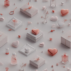 Cute Pastel Red Romantic Seamless Pattern