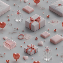 Cute Pastel Red Romantic Seamless Pattern