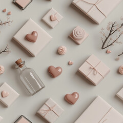 Seamless pattern - Romantic Composition with Gifts and Sweets