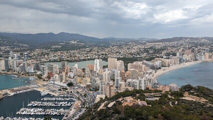 Obraz premium spain, view, city, panorama, town, urban, building, panoramic, europe, tourism, water, landscape, sea, travel, coast, summer, village, vacation, nature, mountain