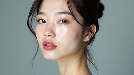 The image showcases a person with well-manicured hair, posed against a neutral background, exuding elegance and refinement.