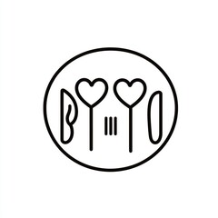 Obraz premium Simple illustration of cutlery and heart-shaped food item on a plate. Illustration for food-related concept or design