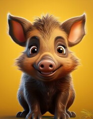 Fototapeta premium Niedliches Wildschwein, lila Hintergrund