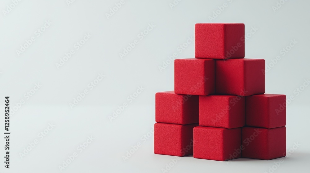 Poster successful project management requires planning and performance. stack of red building blocks on a l