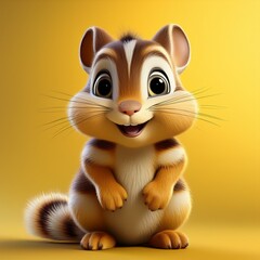 Niedliches Streifenhörnchen, gelber Hintergrund