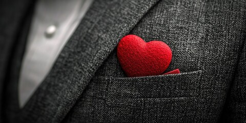 Red Heart Embroidered Suit Lapel