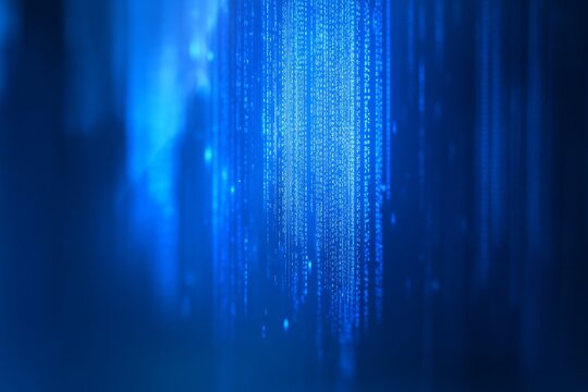 Blue digital data stream falling, abstract background, technology concept - Powered by Adobe