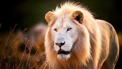 Naklejka premium Close-up albino lion in action