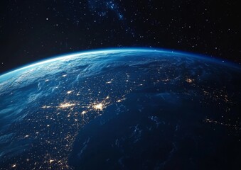 Fototapeta premium Earth's Nightlights Orbital view of illuminated cities, space backdrop