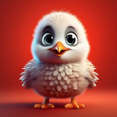 Kleine niedliche Möwe, roter Hintergrund