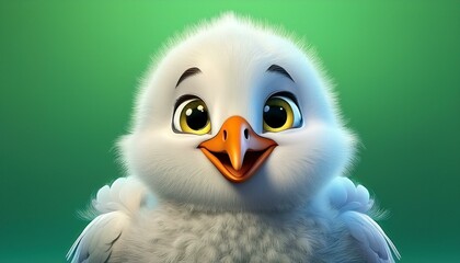 Niedliche kleine M&ouml;we, gr&uuml;ner Hintergrund